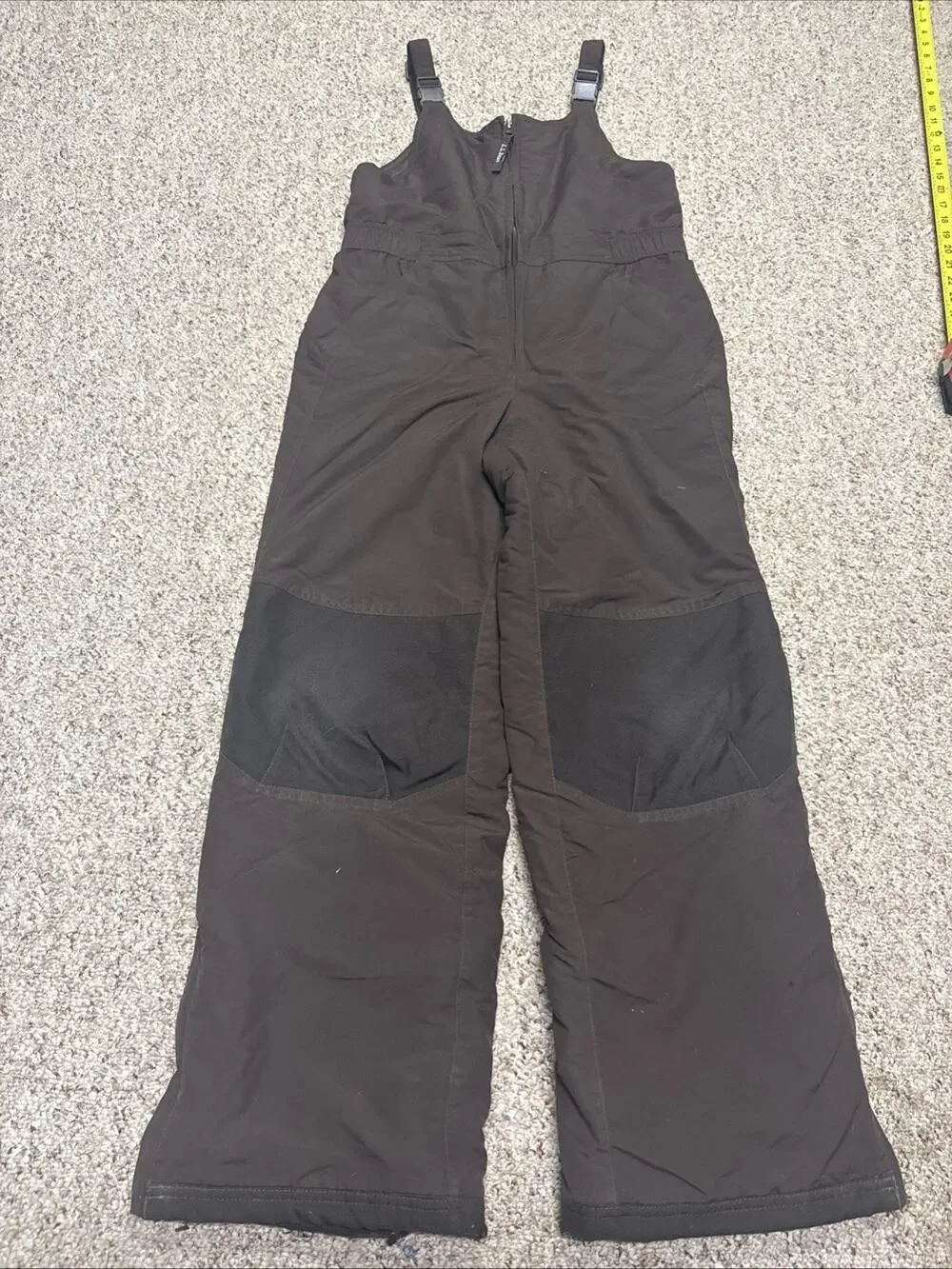 L.L.Bean Youth 14 Insulated Snow Bib Pants Brown Kids Ski Snowboard Winter